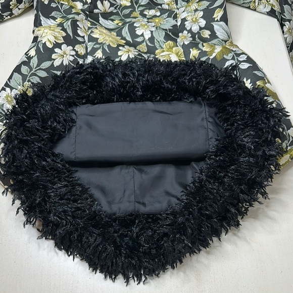 NWT Miss Selfridge Mini Dress With Faux-Fur Trim in Floral Jacquard Size 6 - Picture 10 of 16